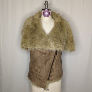 Boston Proper Brown Suede and Fur Vest